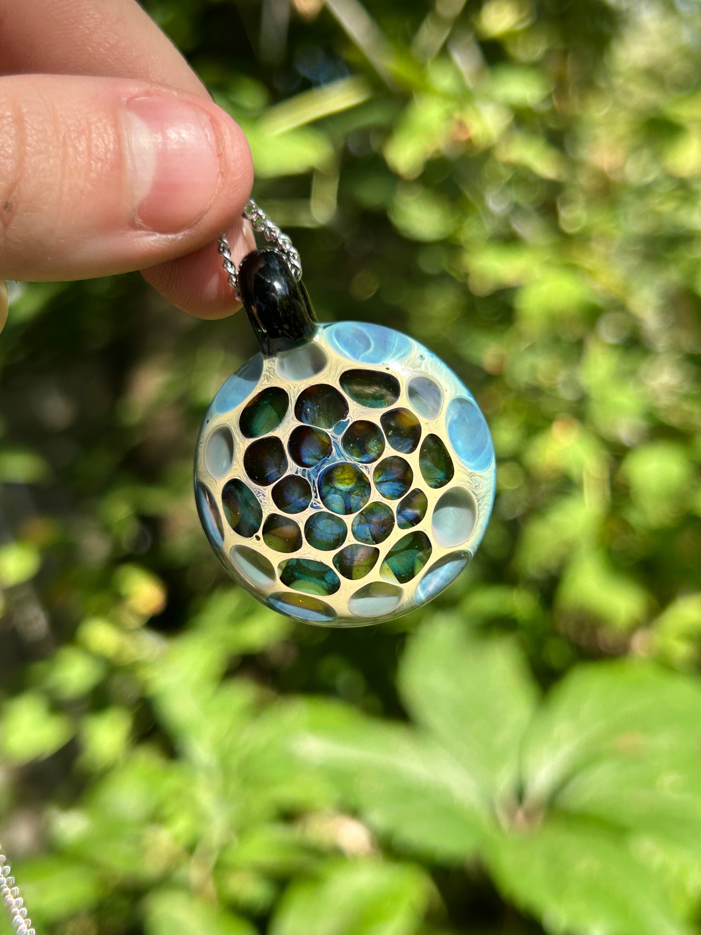 Silver Green Pendant (With Rainbow UV)